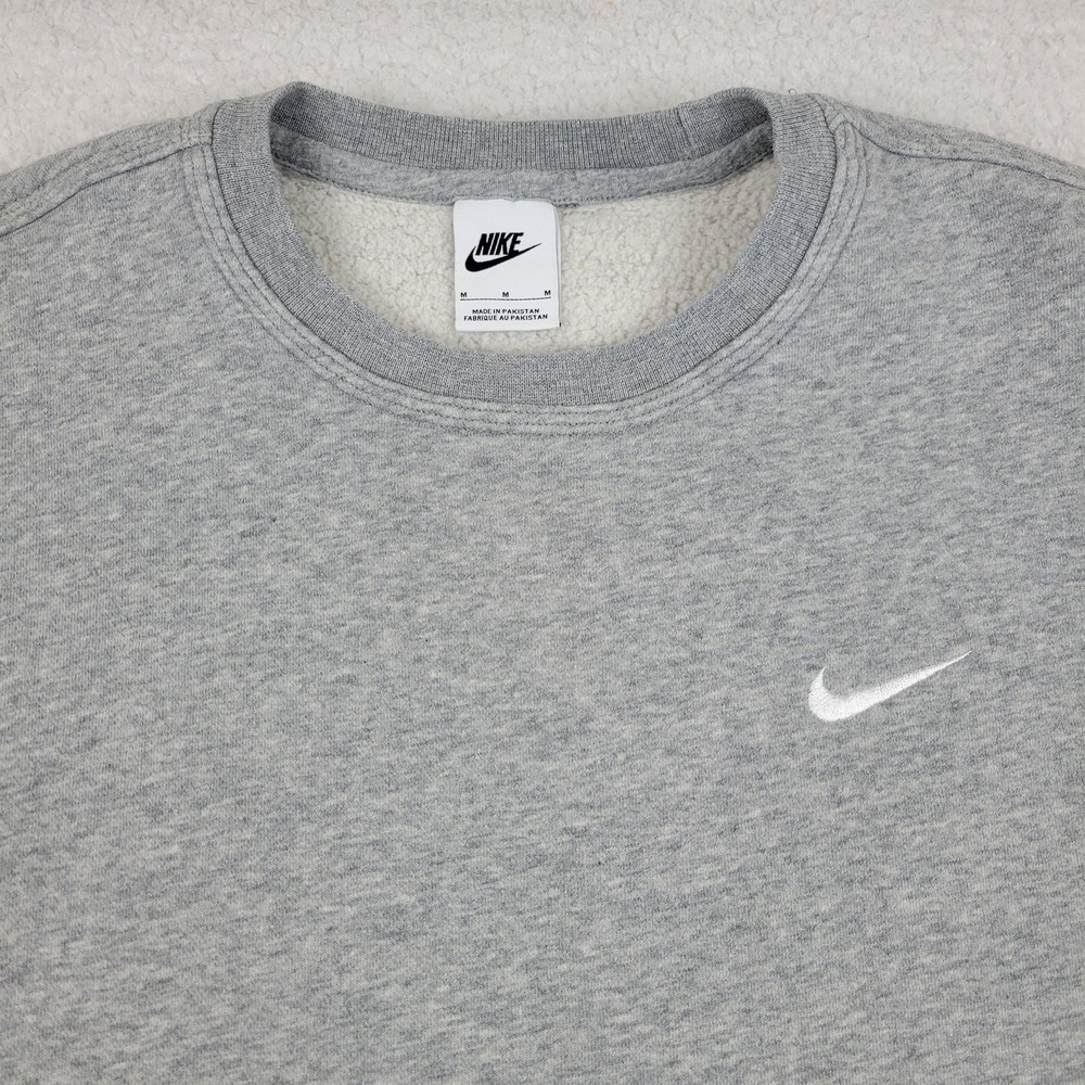 Nike Sweater Mens Medium Gray Crewneck Pullover Swoosh Fleece 839667-063